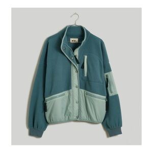 Madewell (Re)sourced Sherpa Snap-Front Jacket in Faded Shale NWT